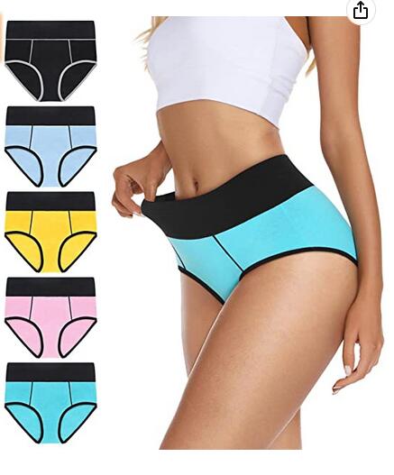 Women's High Waisted Cotton Underwear Soft Breathable Panties